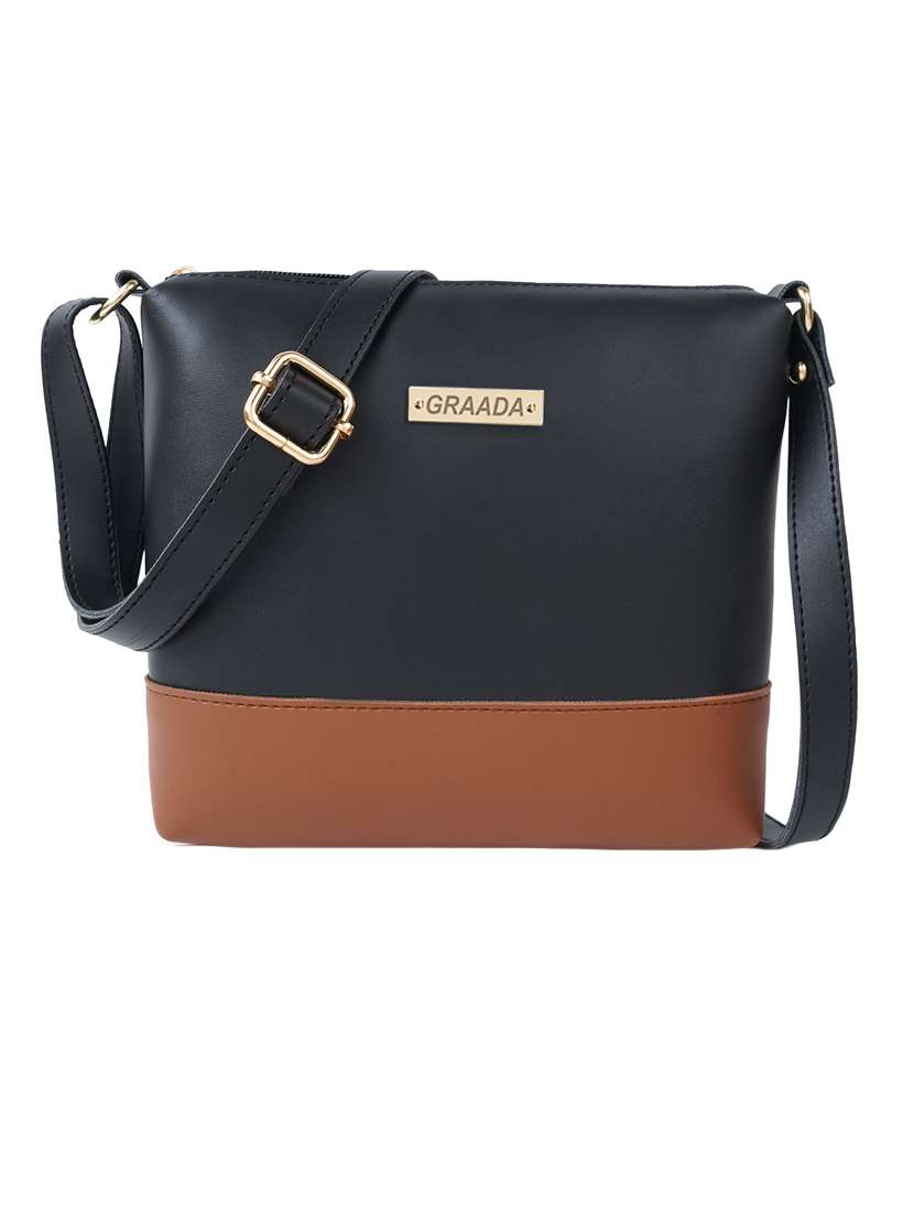 black leatherette (pu) sling bag
