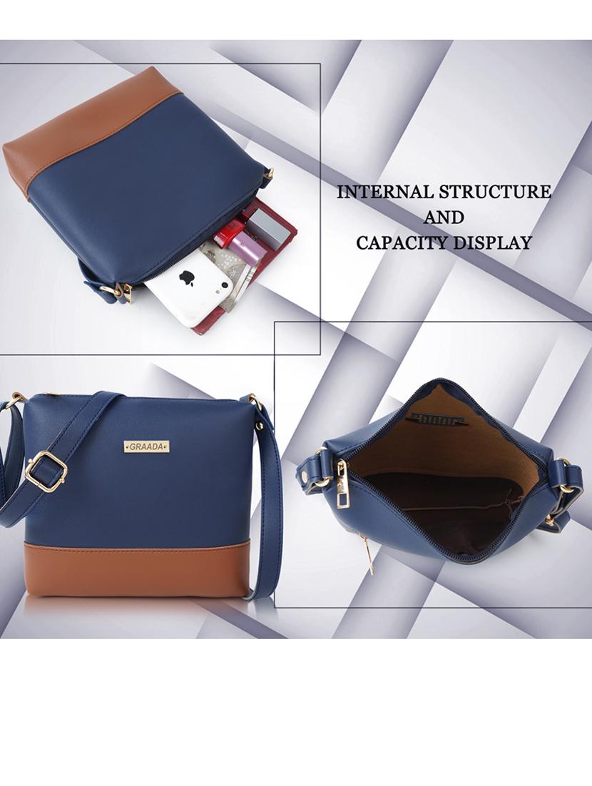 navy blue leatherette sling bag - 21296671 -  Standard Image - 1