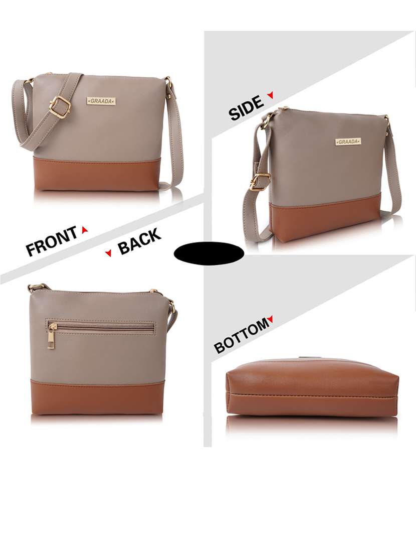 nude brown leatherette sling bag - 21296672 -  Standard Image - 1