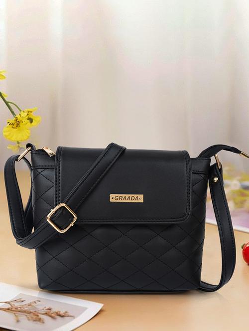 black leatherette sling bag - 21296678 -  Standard Image - 0