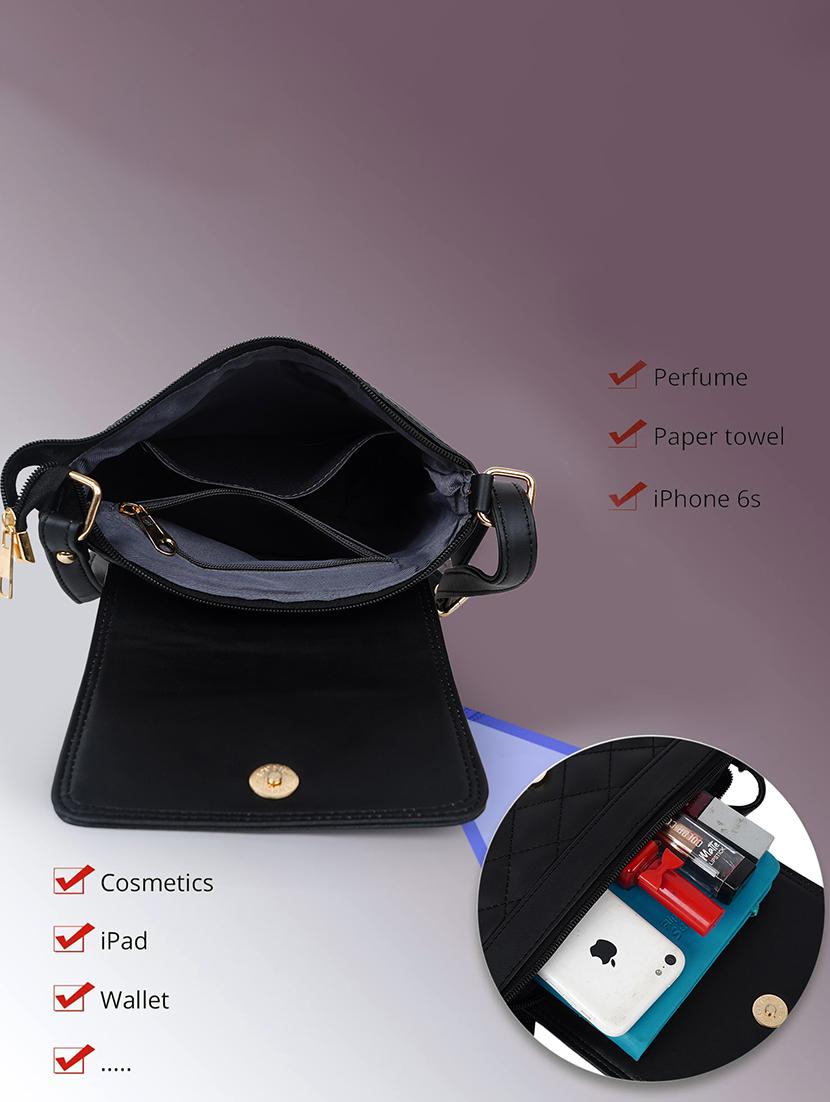 black leatherette sling bag - 21296678 - Standard Image - 1