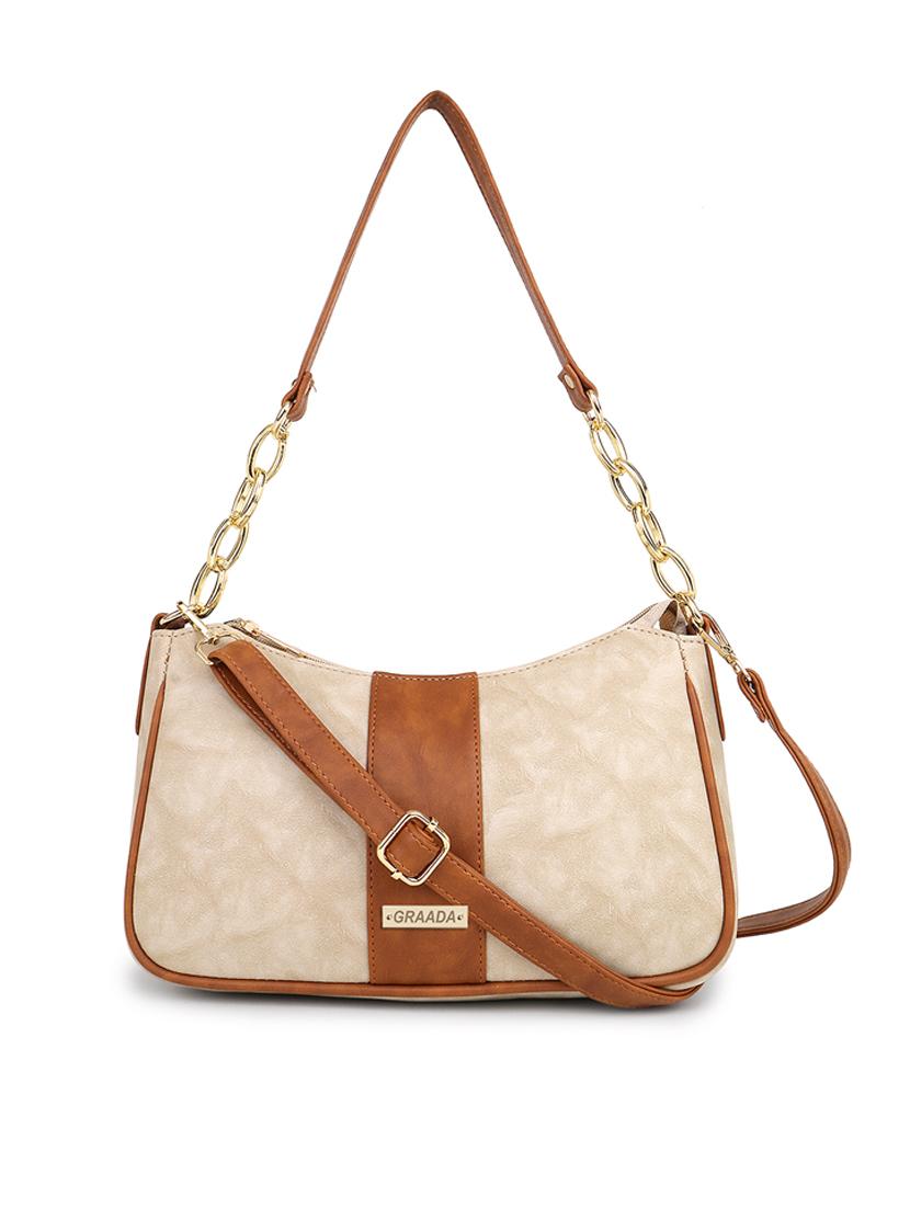 cream leatherette sling bag - 21296683 -  Zoom Image - 0