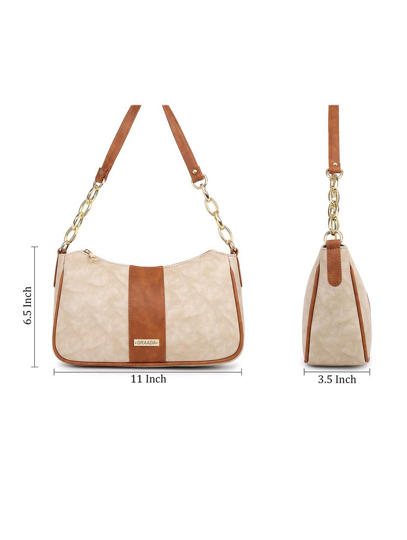 cream leatherette sling bag - 21296683 - Standard Image - 1