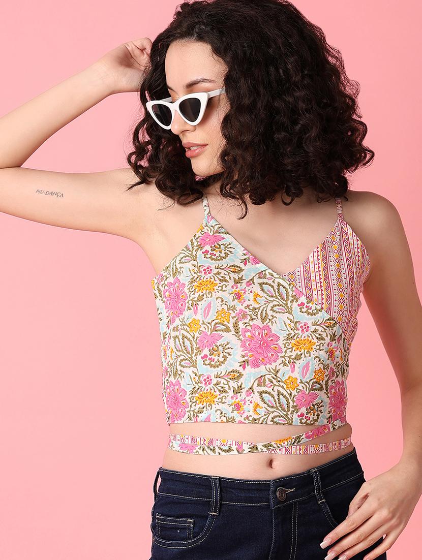 women multi coloured cotton crop top - 21296837 -  Standard Image - 1