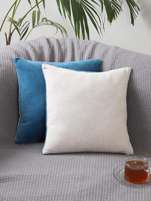 set of 2 blue cushion covers with filler - 21297253 -  Standard Image - 0