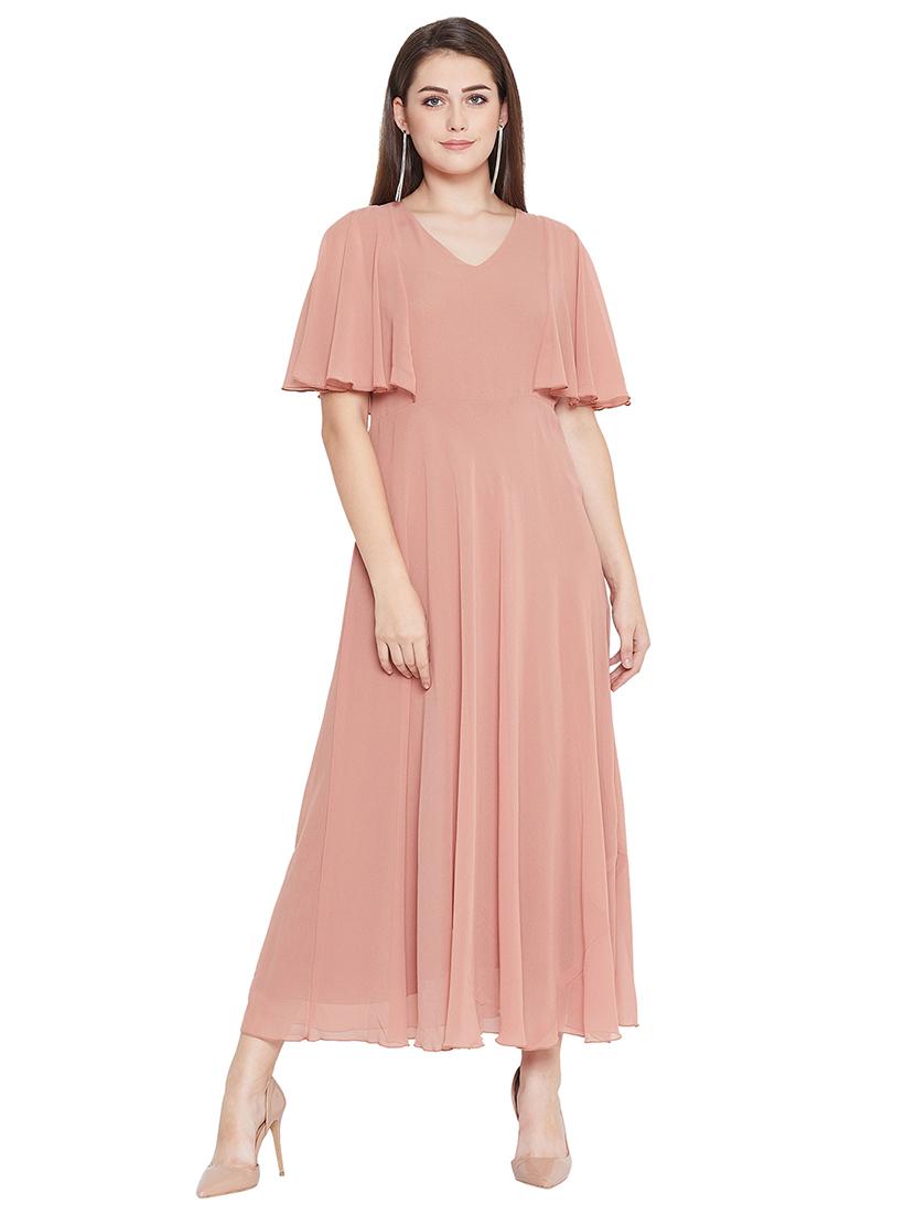 dusty pink georgette aline dress - 21297293 -  Zoom Image - 0