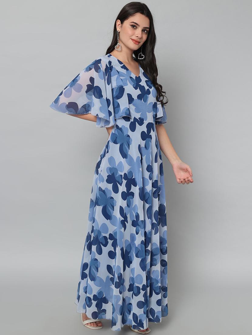 royal blue georgette aline dress - 21297299 - Standard Image - 1