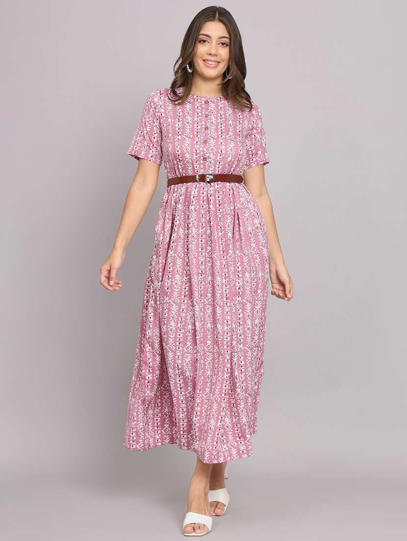 pink crepe aline dress - 21297305 - Zoom Image - 0