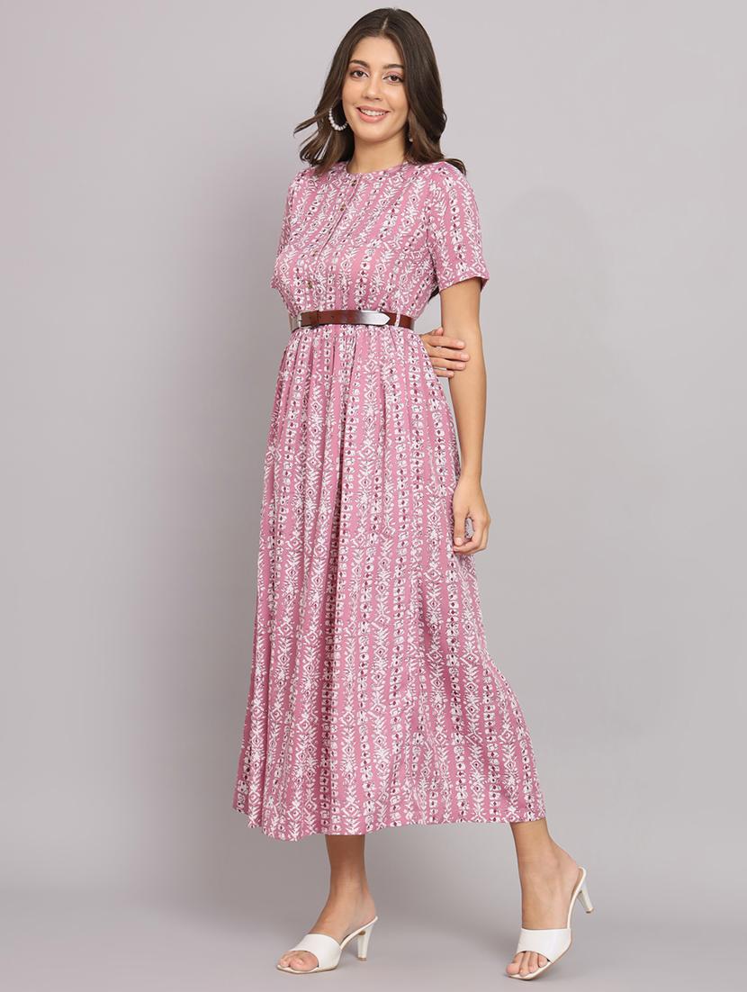 pink crepe aline dress - 21297305 - Standard Image - 1