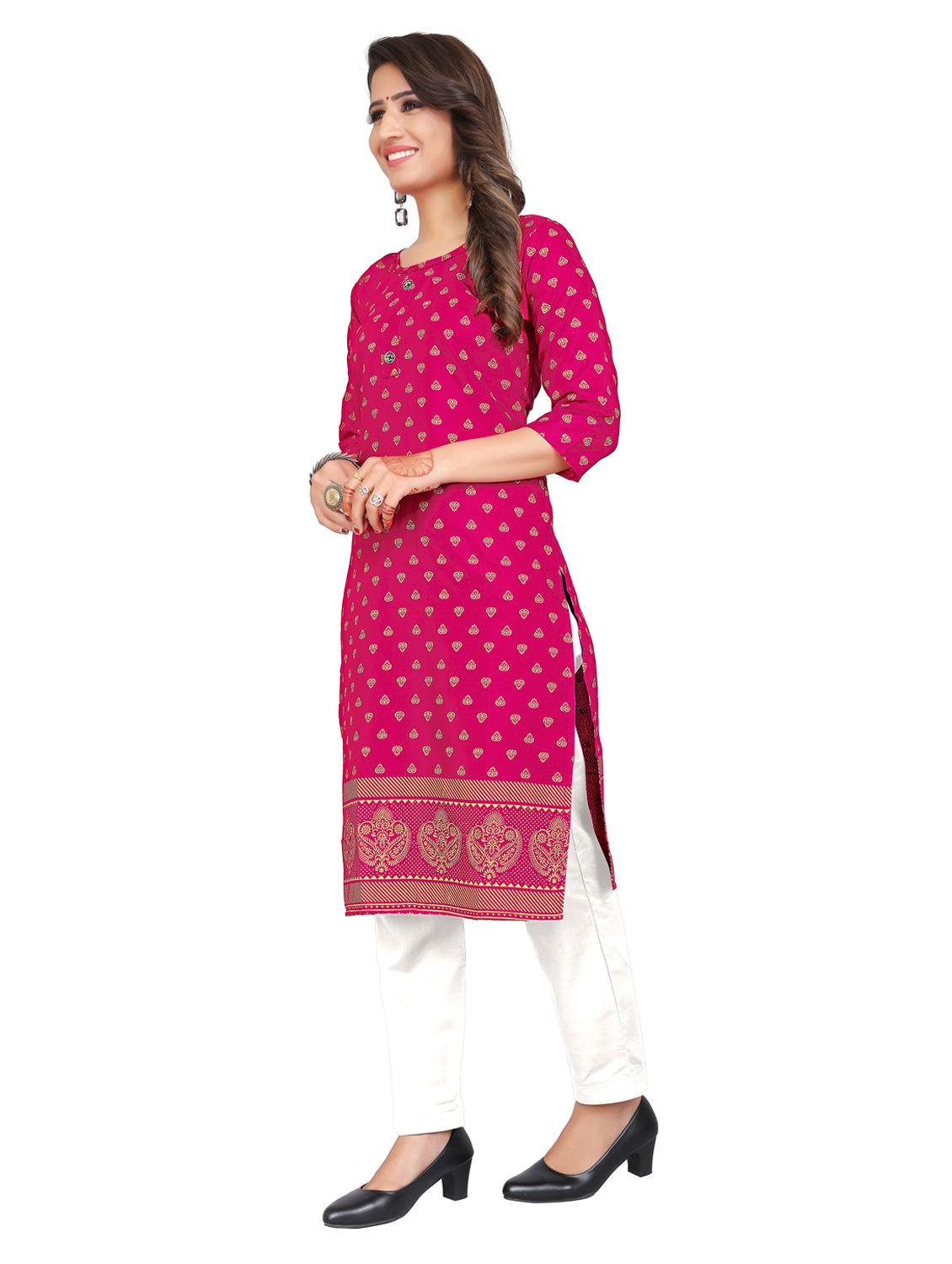 women round neck printed straight kurta - 21297520 - Standard Image - 1
