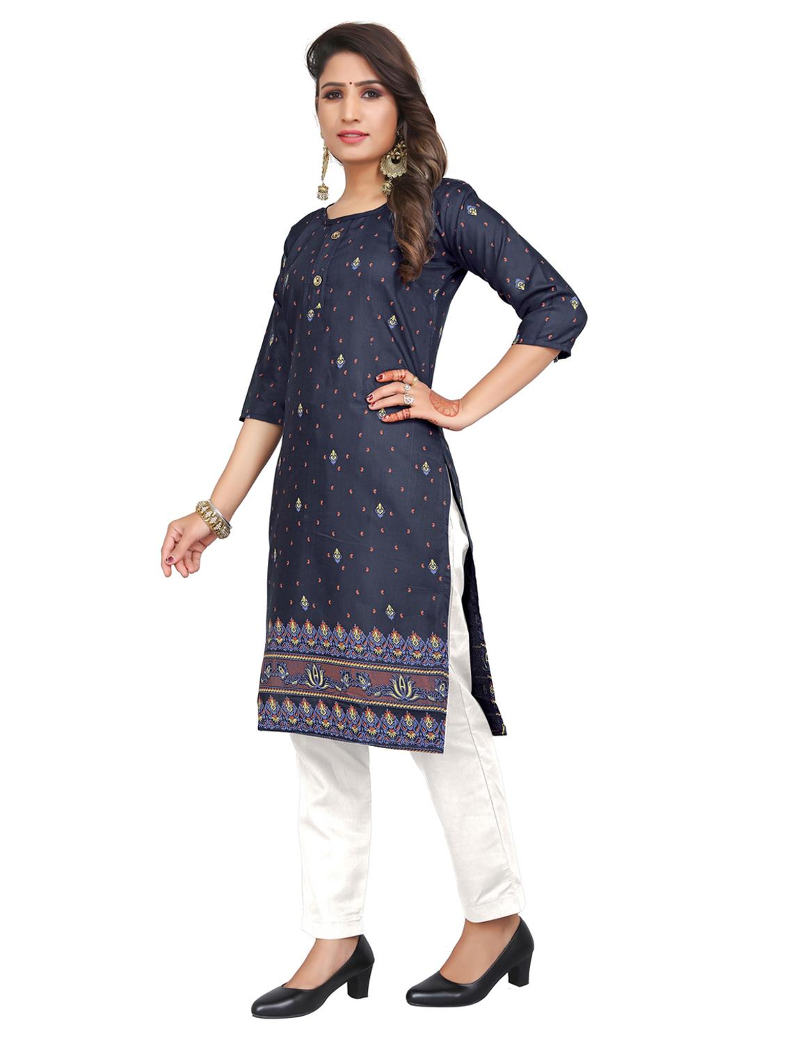 women round neck printed straight kurta - 21297647 - Standard Image - 1