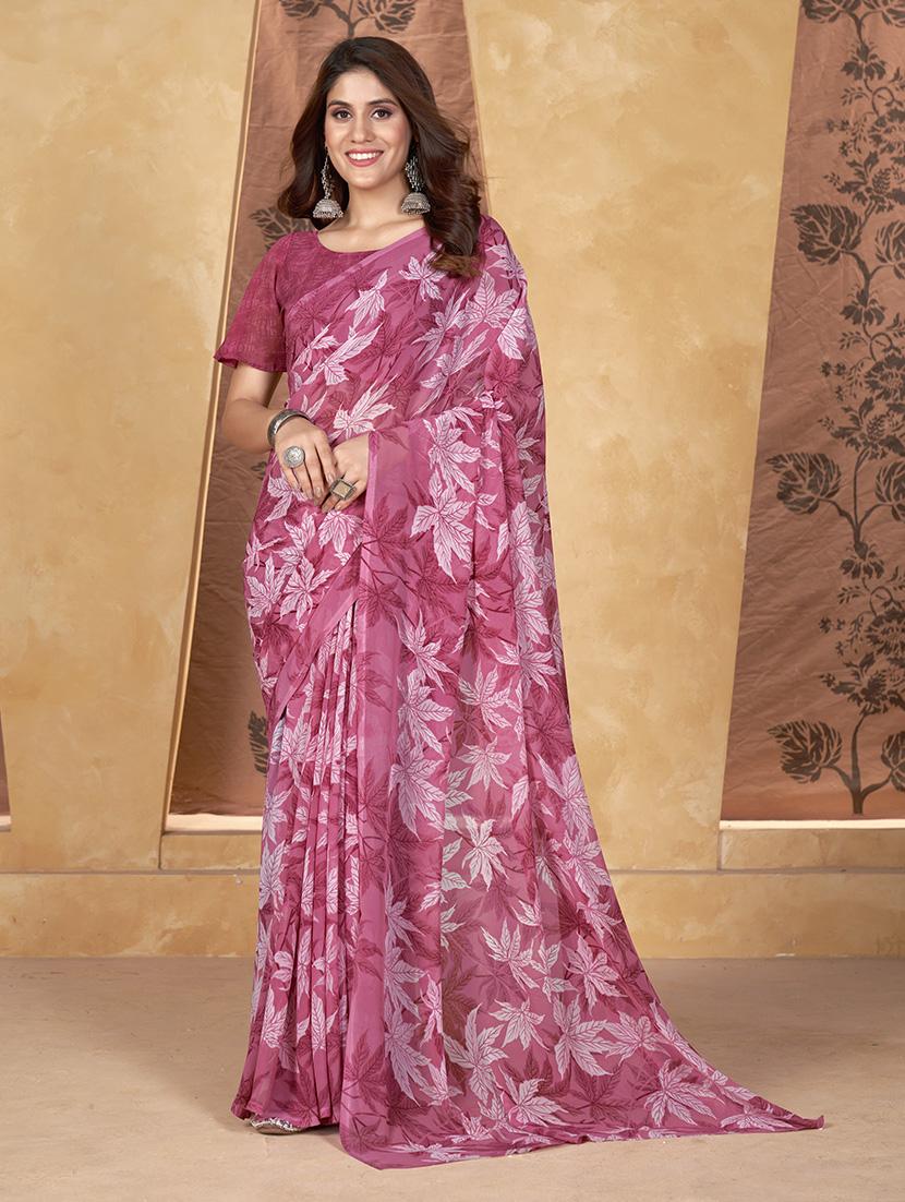 women printed saree with blouse