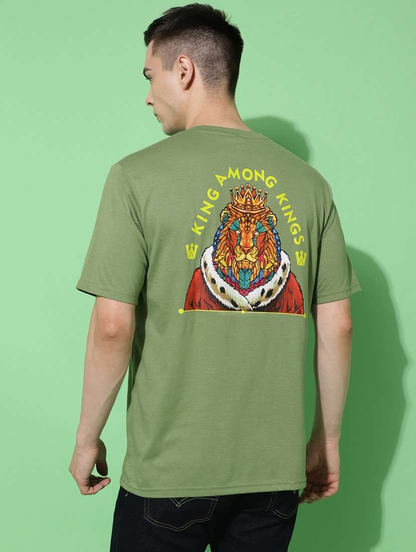 men back print oversized short sleeves t-shirt