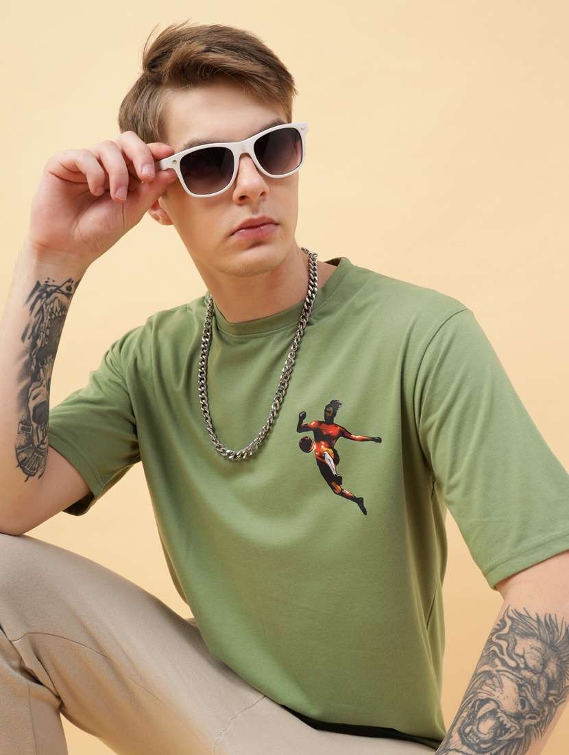 men back print oversized short sleeves t-shirt - 21303633 -  Standard Image - 1