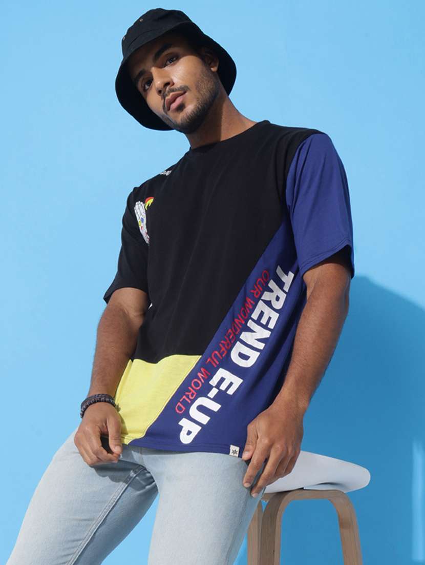 men color blocked oversized short sleeves t-shirt
