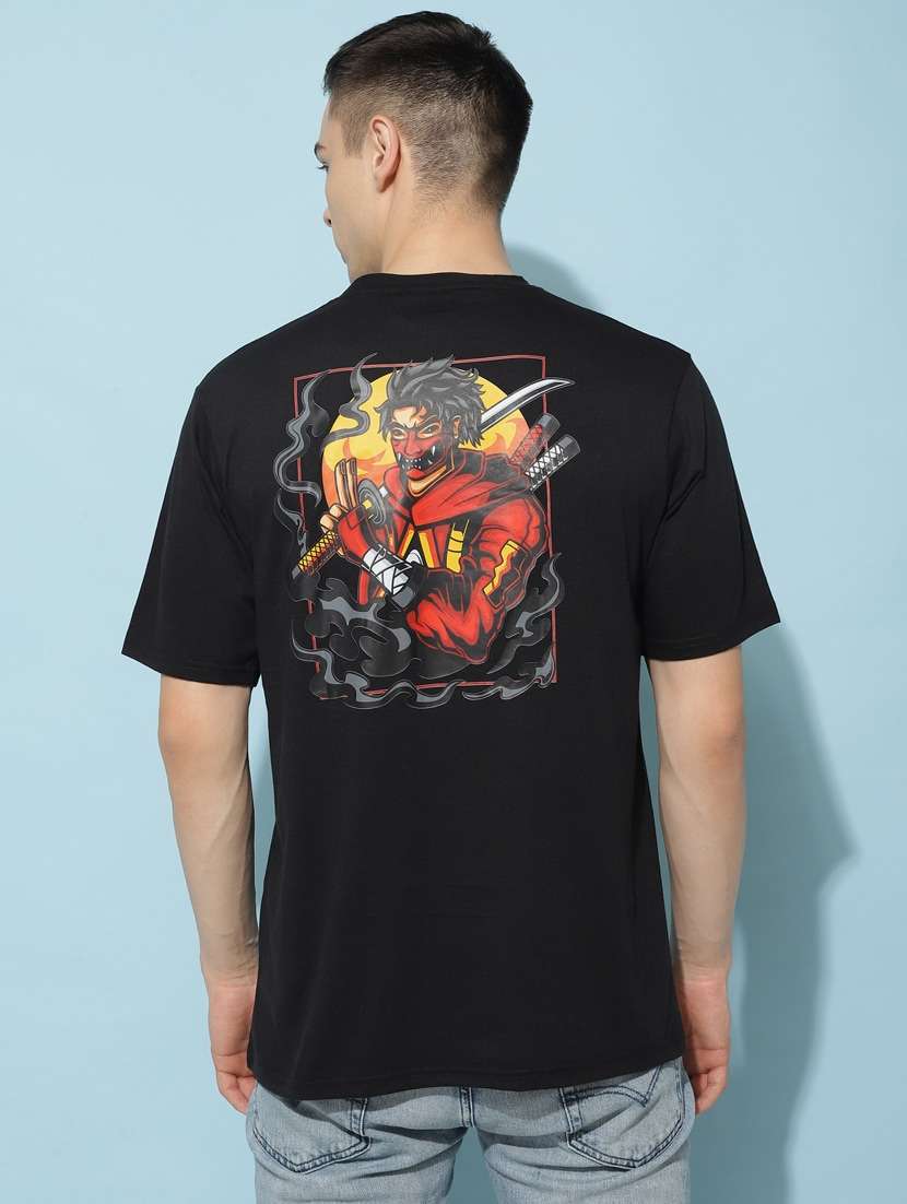 men back print oversized short sleeves t-shirt