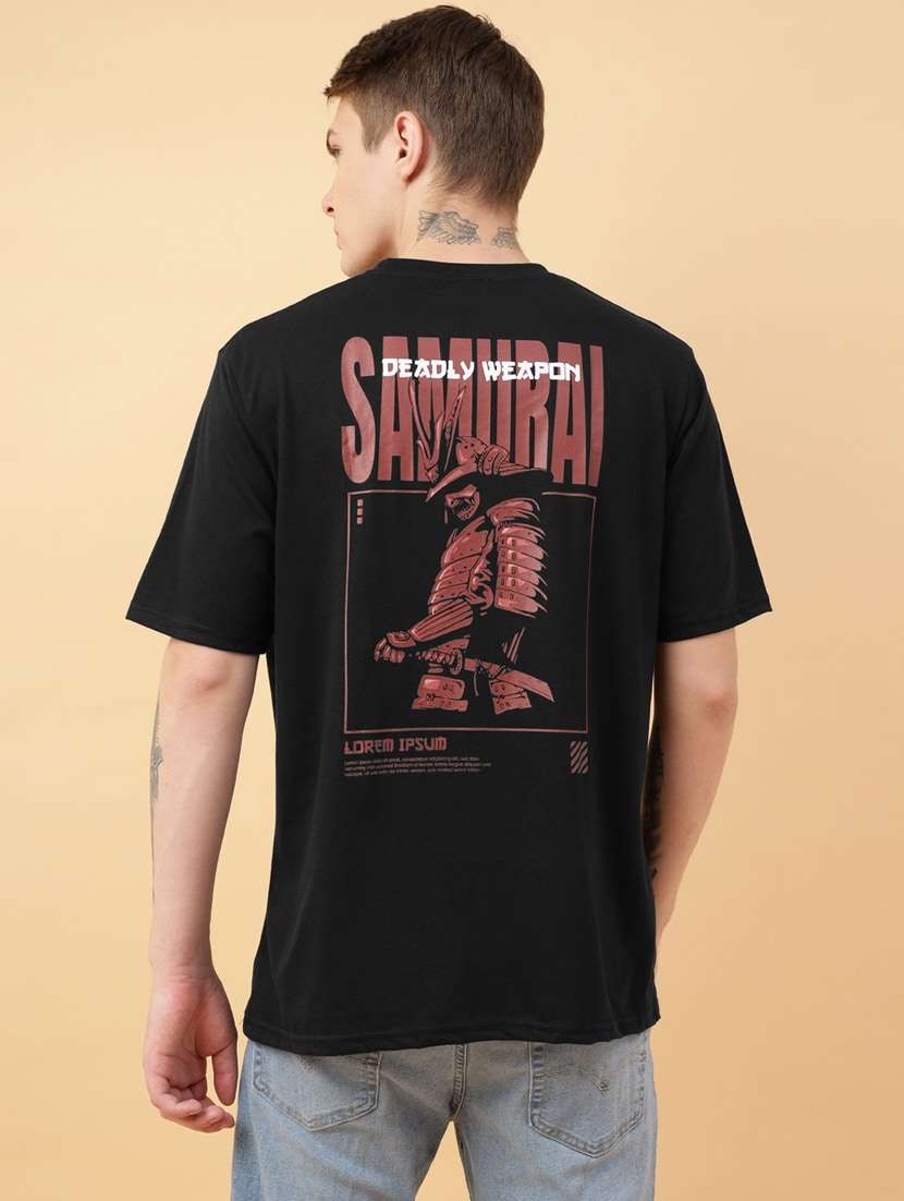 men back print oversized short sleeves t-shirt