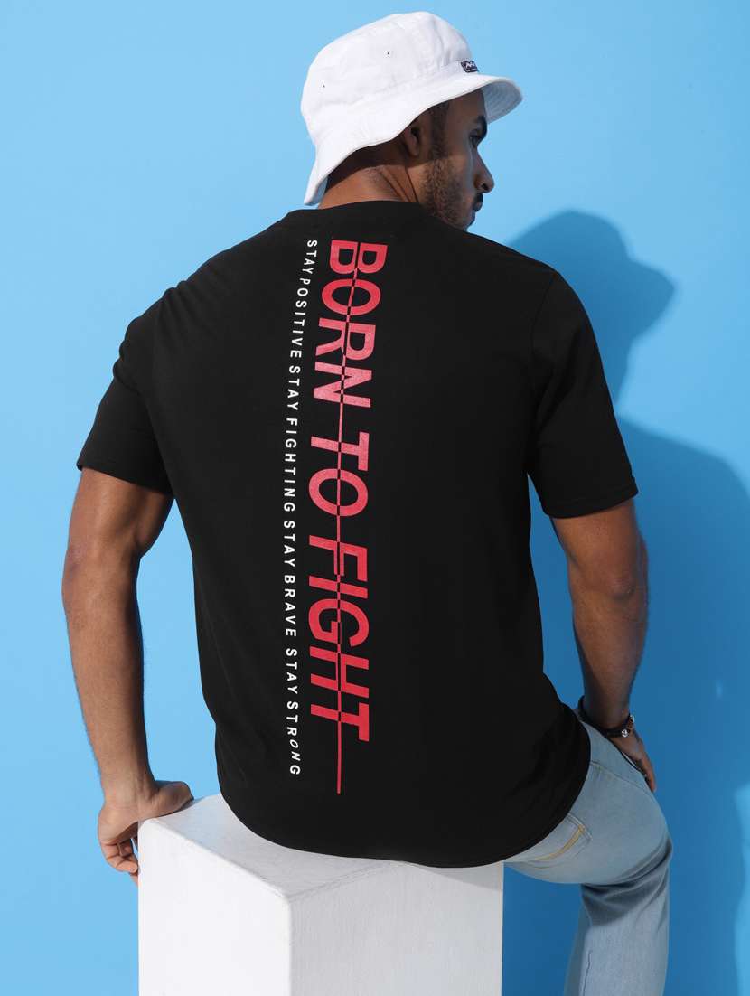 men front & back print oversized short sleeves t-shirt - 21303655 -  Standard Image - 1