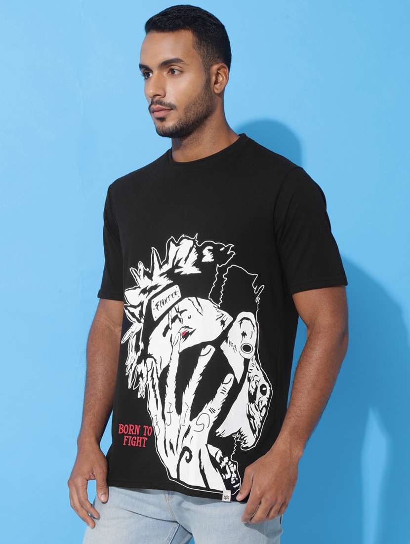 men front & back print oversized short sleeves t-shirt - 21303655 -  Standard Image - 4
