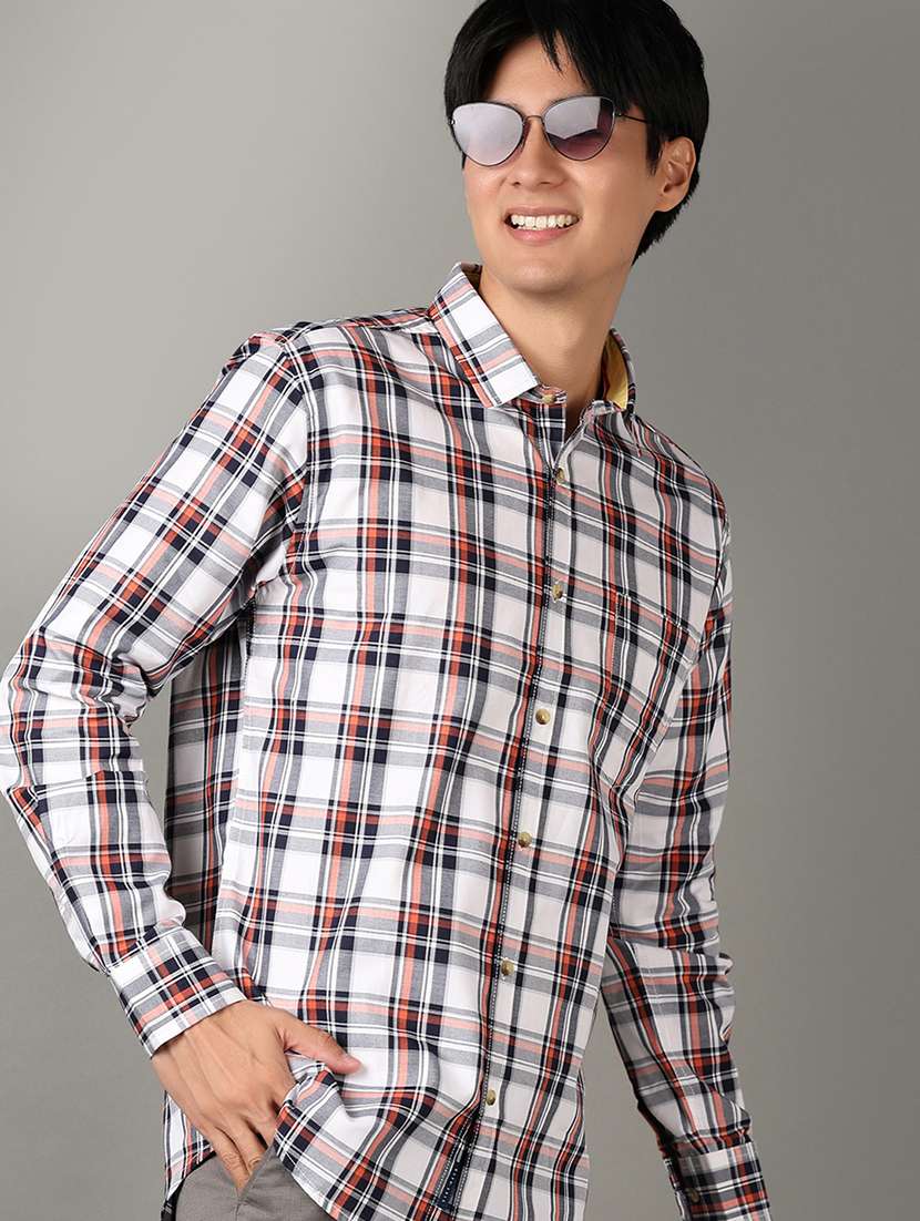 men long sleeves checkered casual shirt - 21303791 -  Standard Image - 1