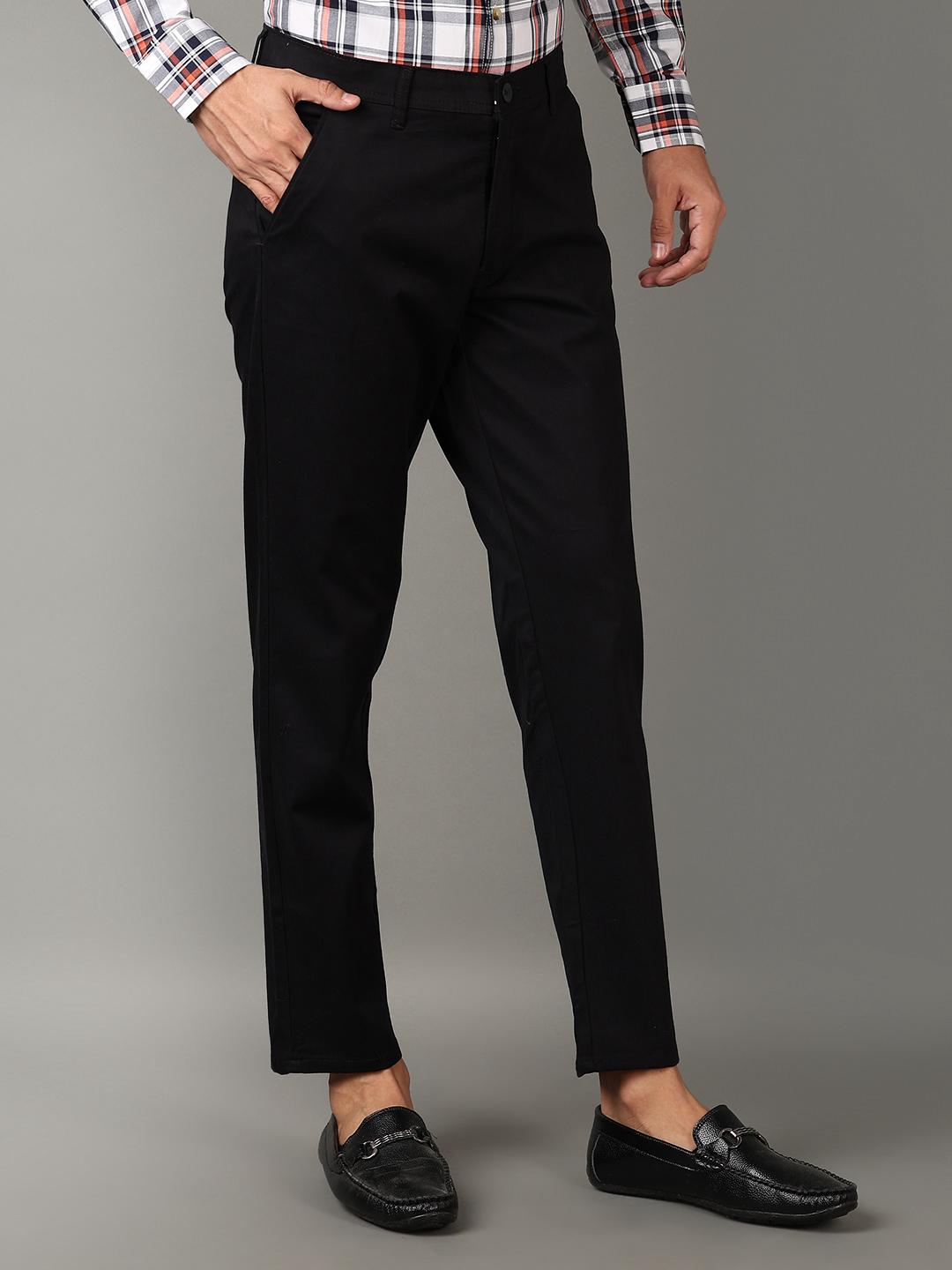 men mid rise solid flat front casual trouser - 21303807 - Standard Image - 1