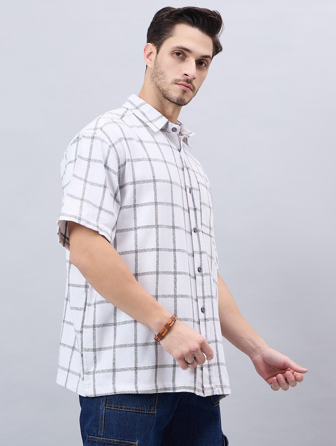 white checkered cotton casual shirt - 21303890 - Standard Image - 1