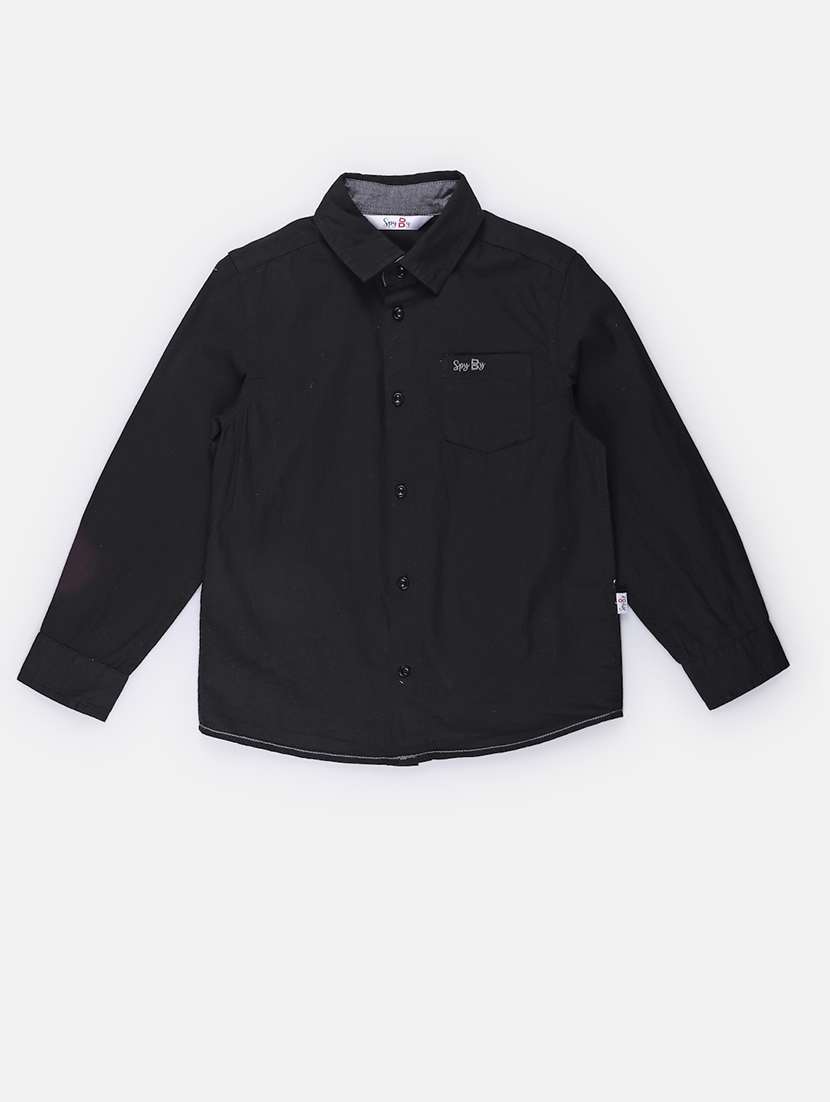 black solid cotton shirt