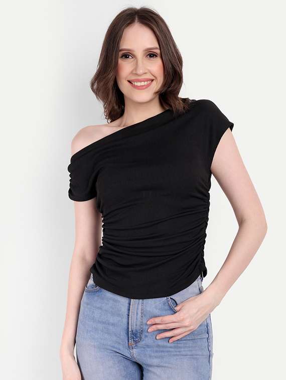 black cotton regular top