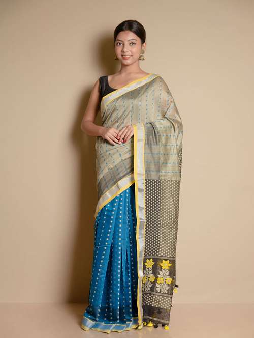 women self design handloom saree with blouse