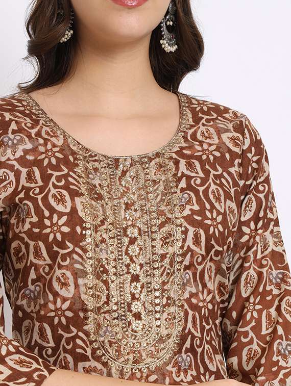 women three quarter sleeve kurta pant with dupatta set - 21304166 -  Standard Image - 6