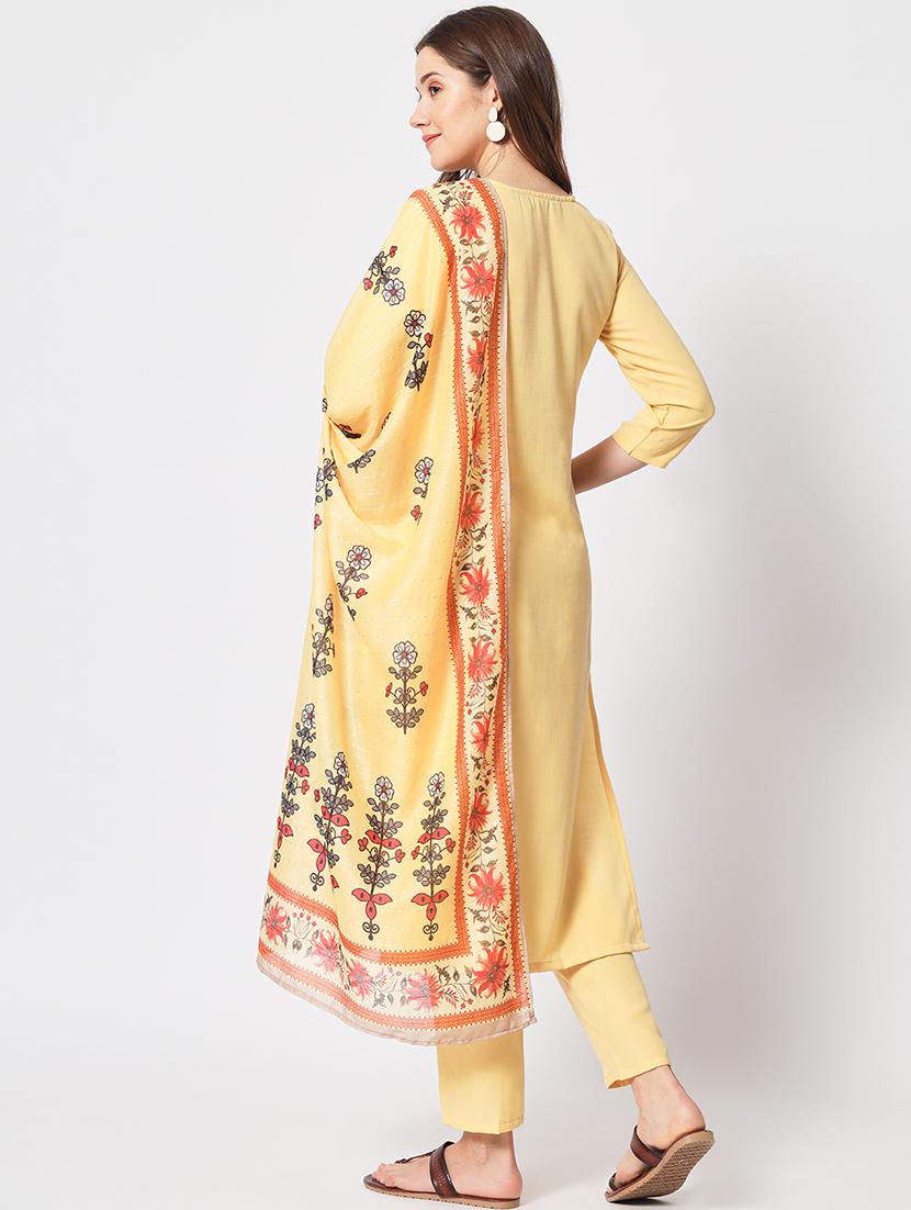 women three quarter sleeve kurta pant with dupatta set - 21304180 - Standard Image - 4