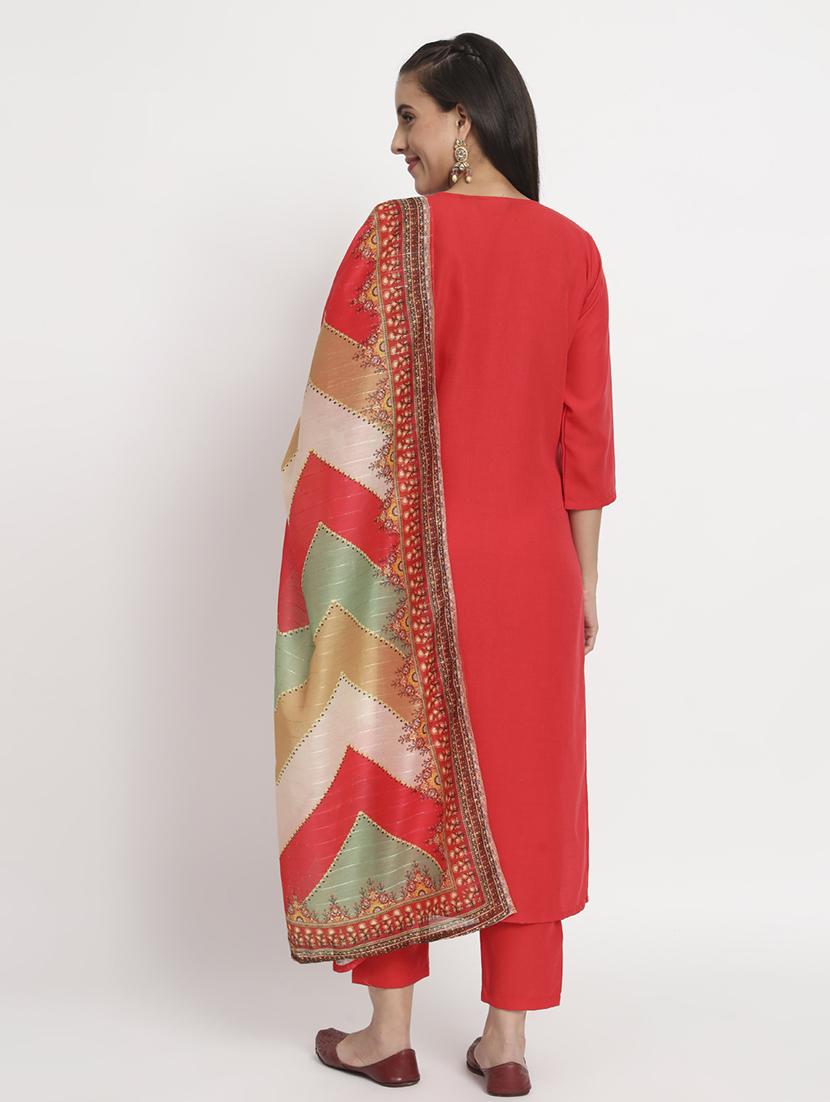 women three quarter sleeve kurta pant with dupatta set - 21304186 - Standard Image - 4