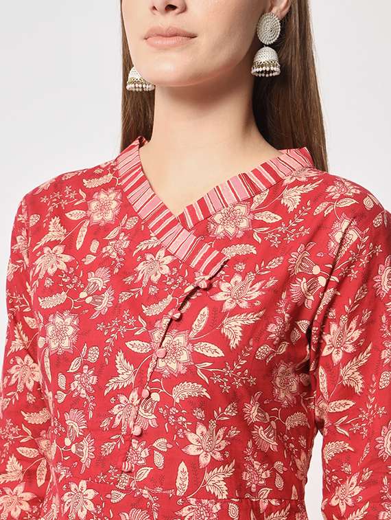 women v neck kurta palazzo set  - 21304198 -  Standard Image - 6