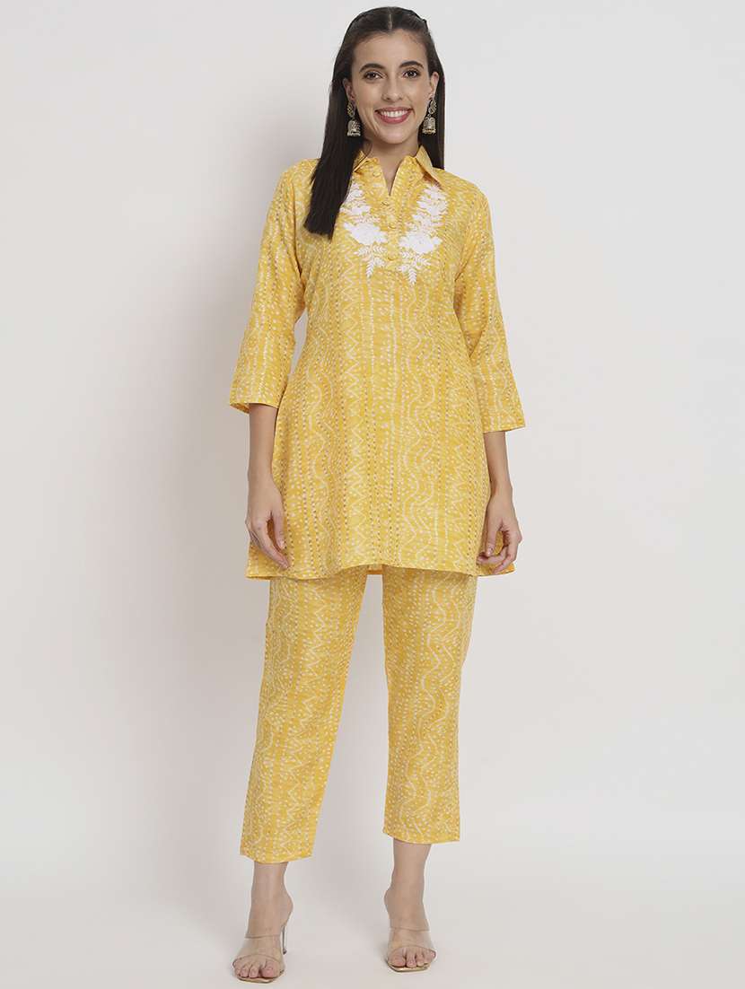 women yellow suit co-ord set 