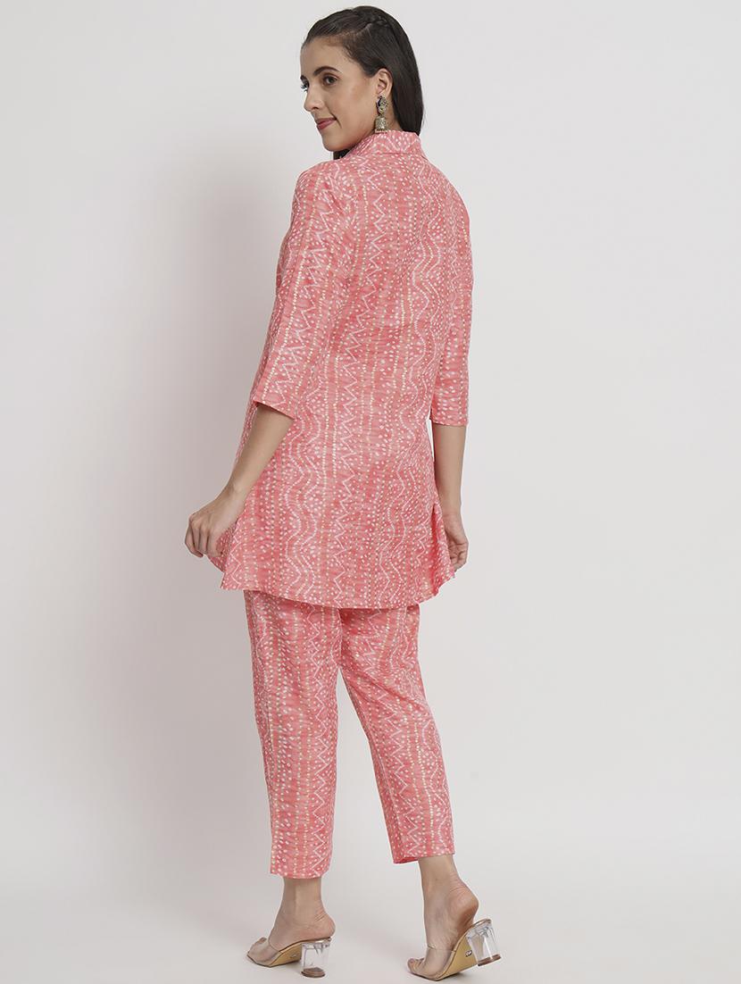 women paech bandhani printed kurta pant set - 21304209 - Standard Image - 4
