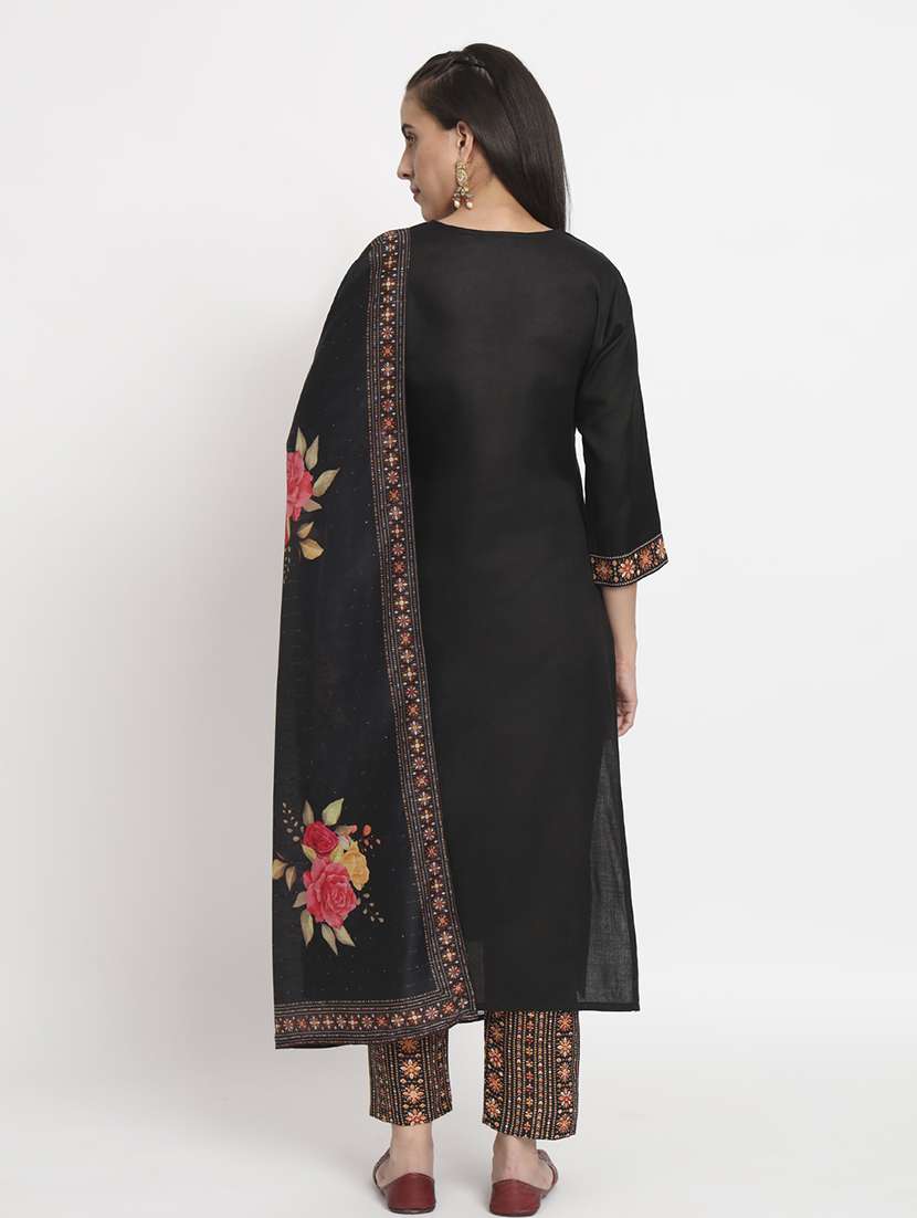 women three quarter sleeve kurta pant with dupatta set - 21304214 - Standard Image - 4