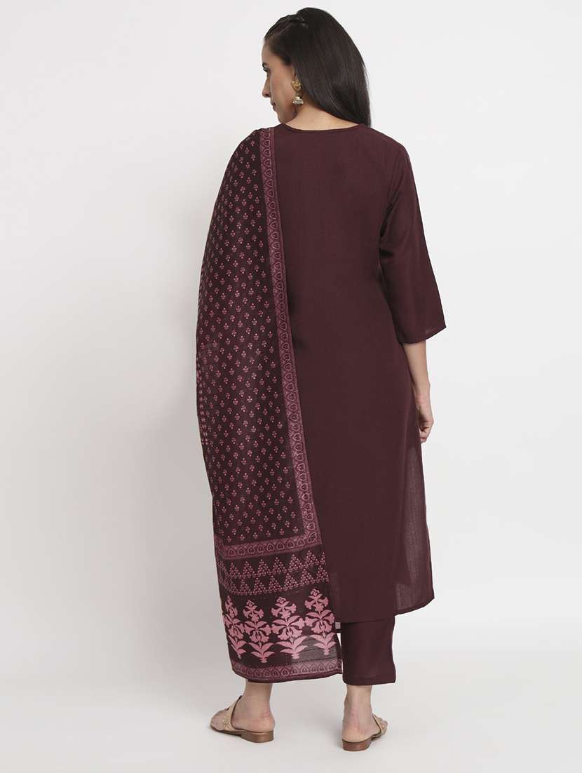women three quarter sleeve kurta pant with dupatta set - 21304218 - Standard Image - 4