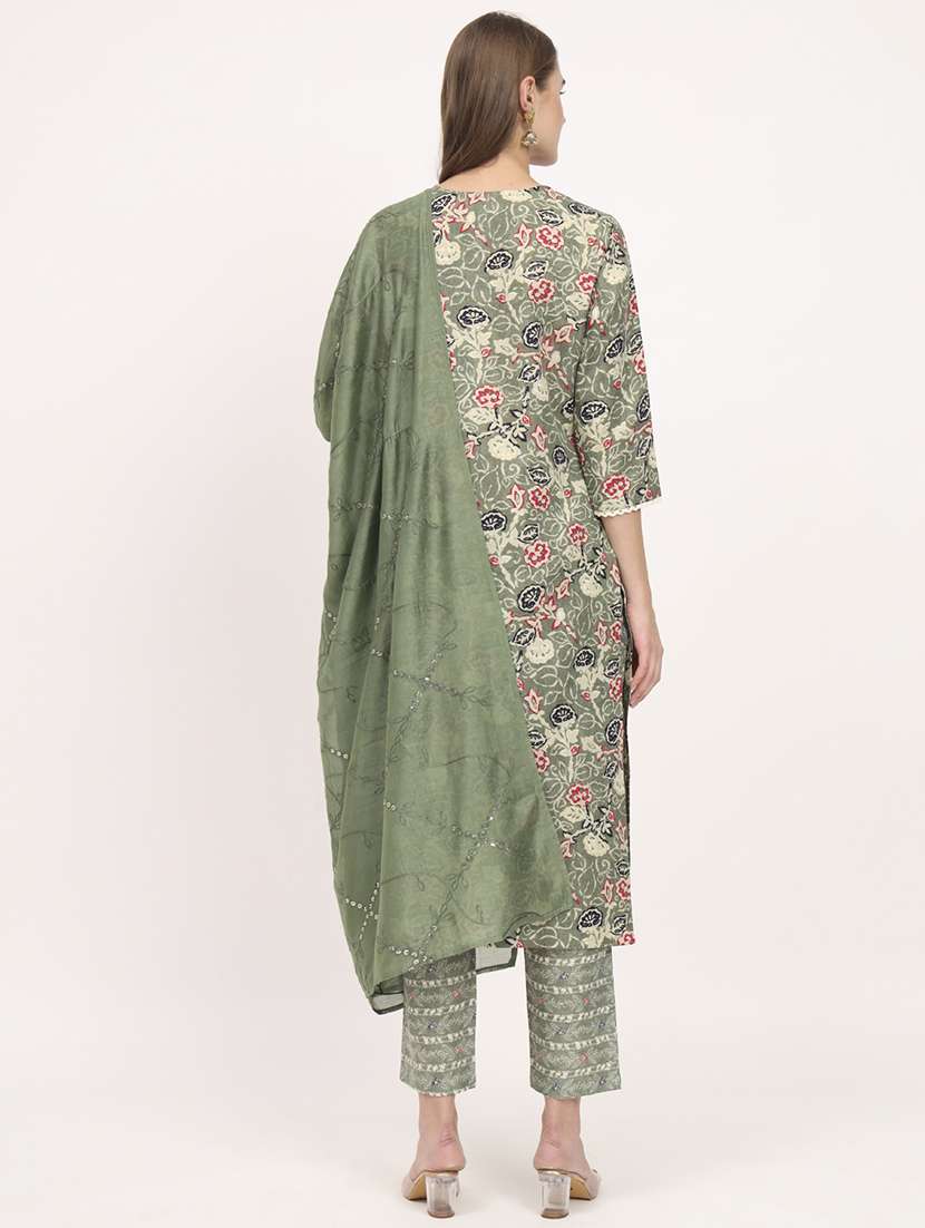 women three quarter sleeve kurta pant with dupatta set - 21304224 -  Standard Image - 4