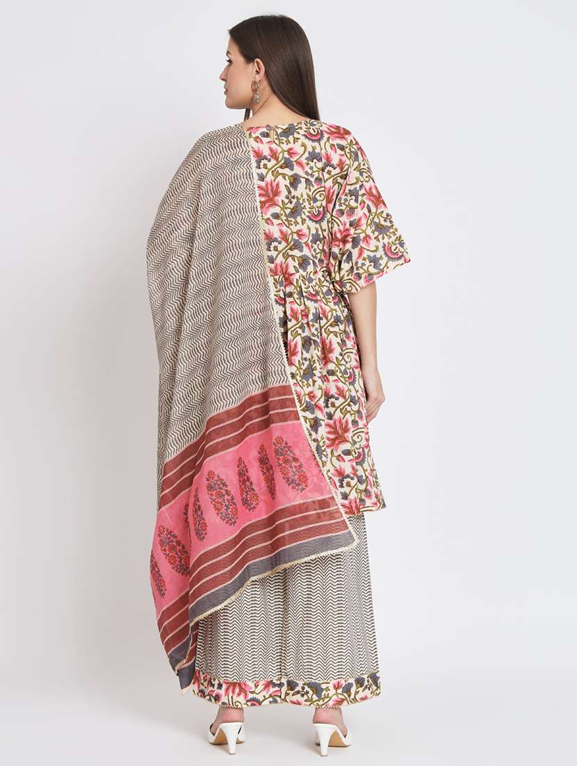 women elbow sleeve kurta palazzo with dupatta set - 21304232 - Standard Image - 4