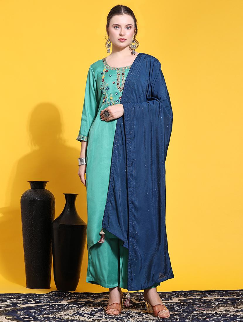women kurta palazzo set wit dupatta - 21304233 -  Standard Image - 1