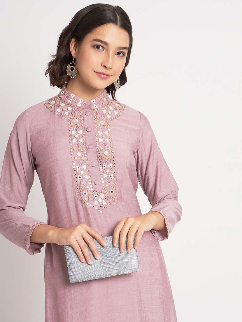 women lavender self design kurta pant set - 21304234 -  Standard Image - 6