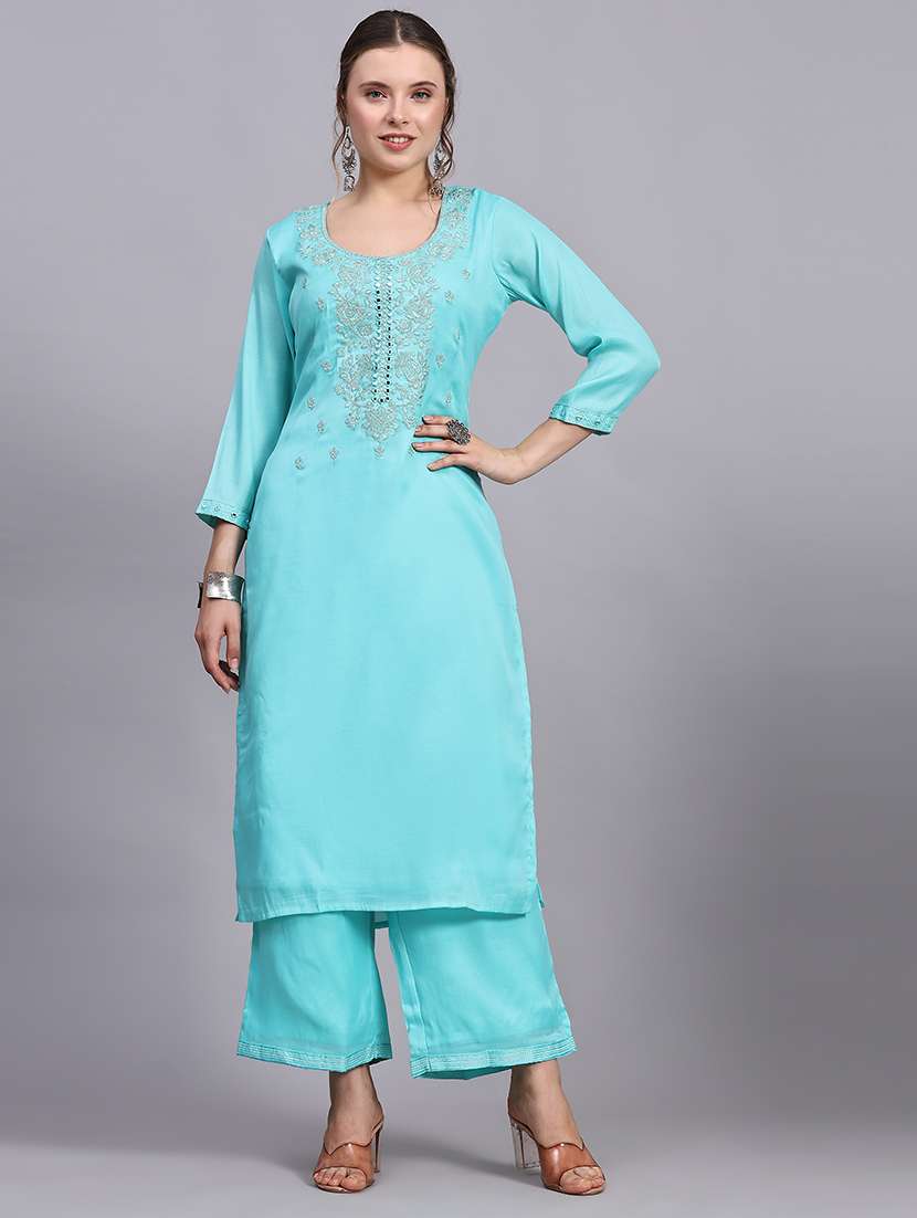 women three quarter sleeve kurta pant with dupatta set - 21304235 -  Standard Image - 4