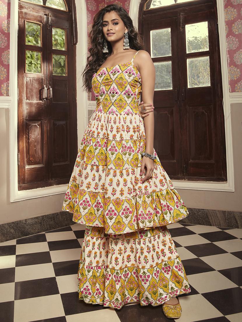 women printed kurta sharara set - 21304238 - Standard Image - 1