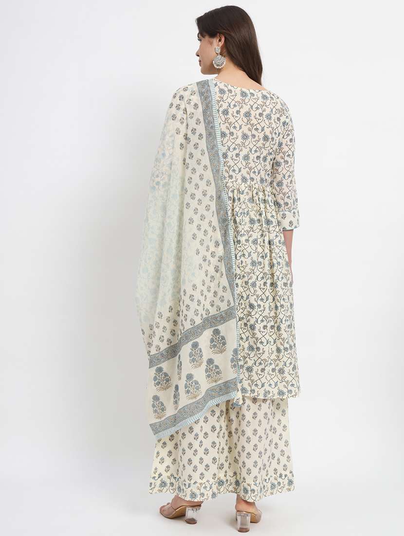 women white printed kurta sharara set - 21304242 -  Standard Image - 4