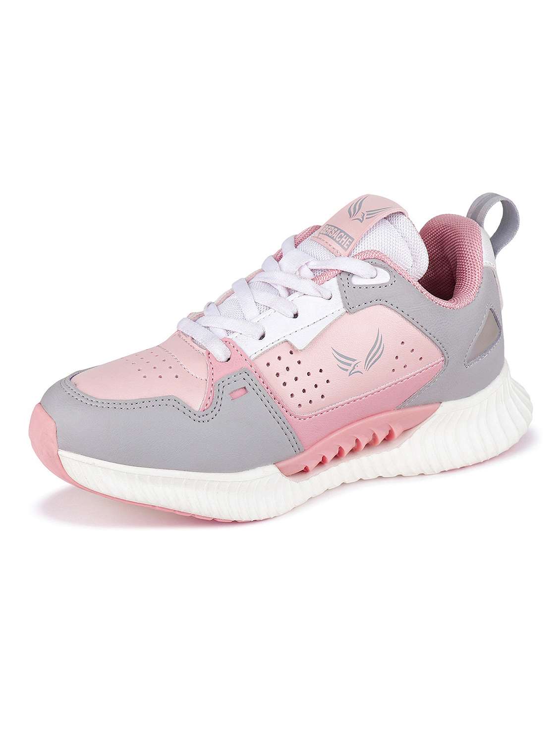 pink lace-up sports shoes