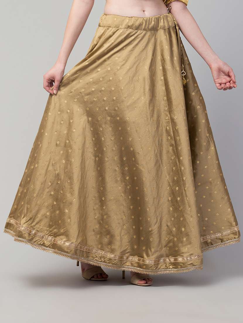 women beige self design flared skirt - 21304869 - Standard Image - 1