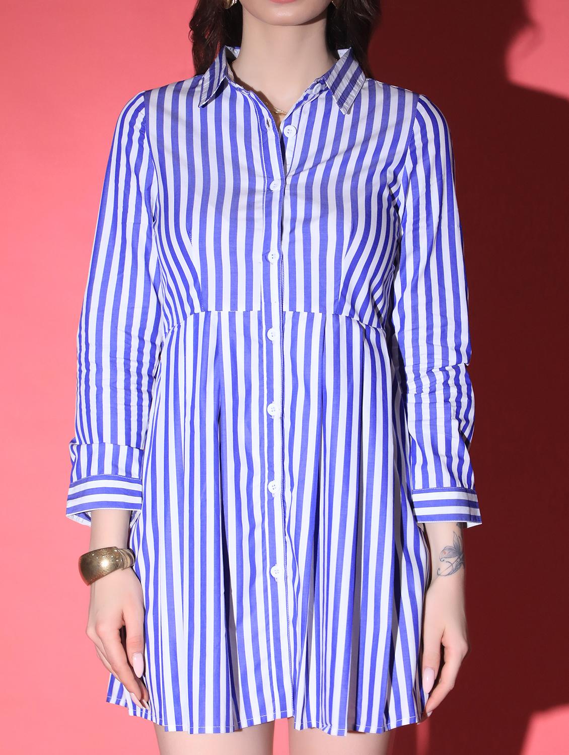 women blue cotton shirt dress - 21304995 - Standard Image - 4