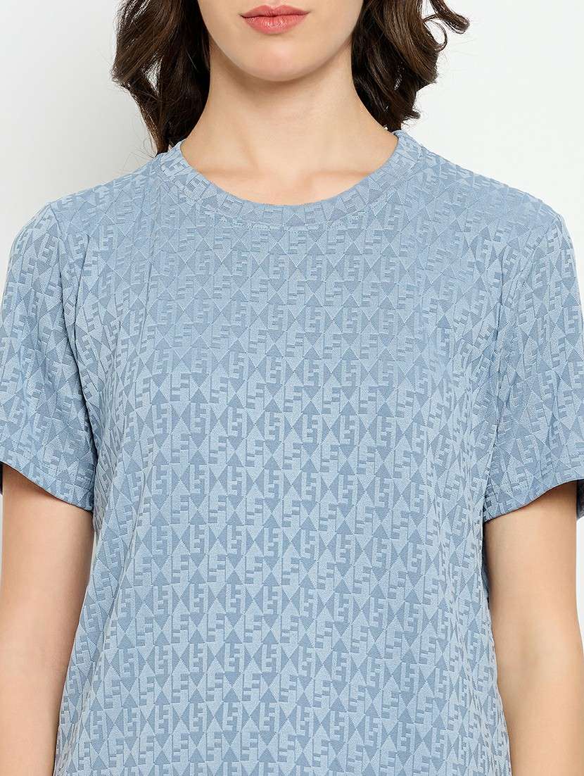 women light blue viscose pyjama nightwear set - 21305024 -  Standard Image - 4