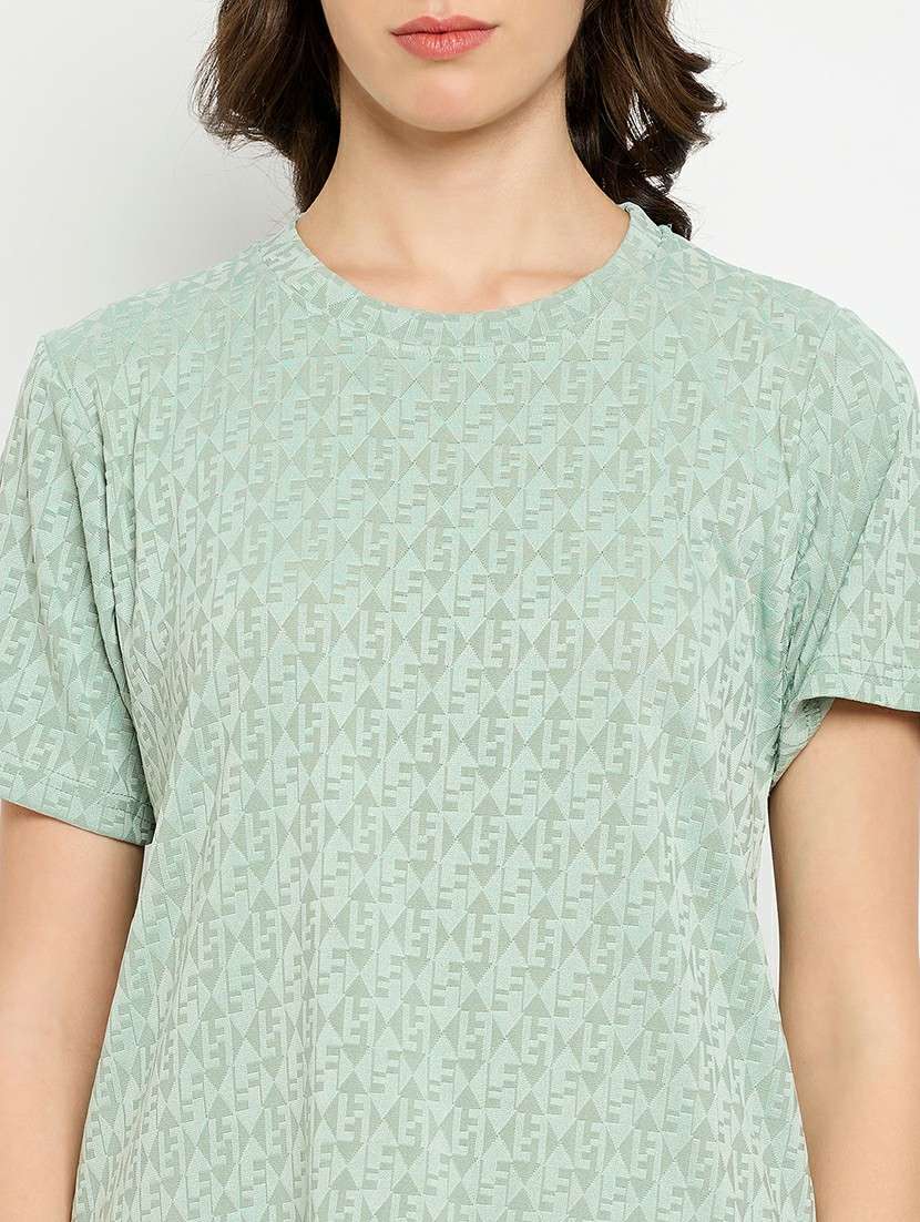 women sea green viscose pyjama nightwear set - 21305025 -  Standard Image - 4