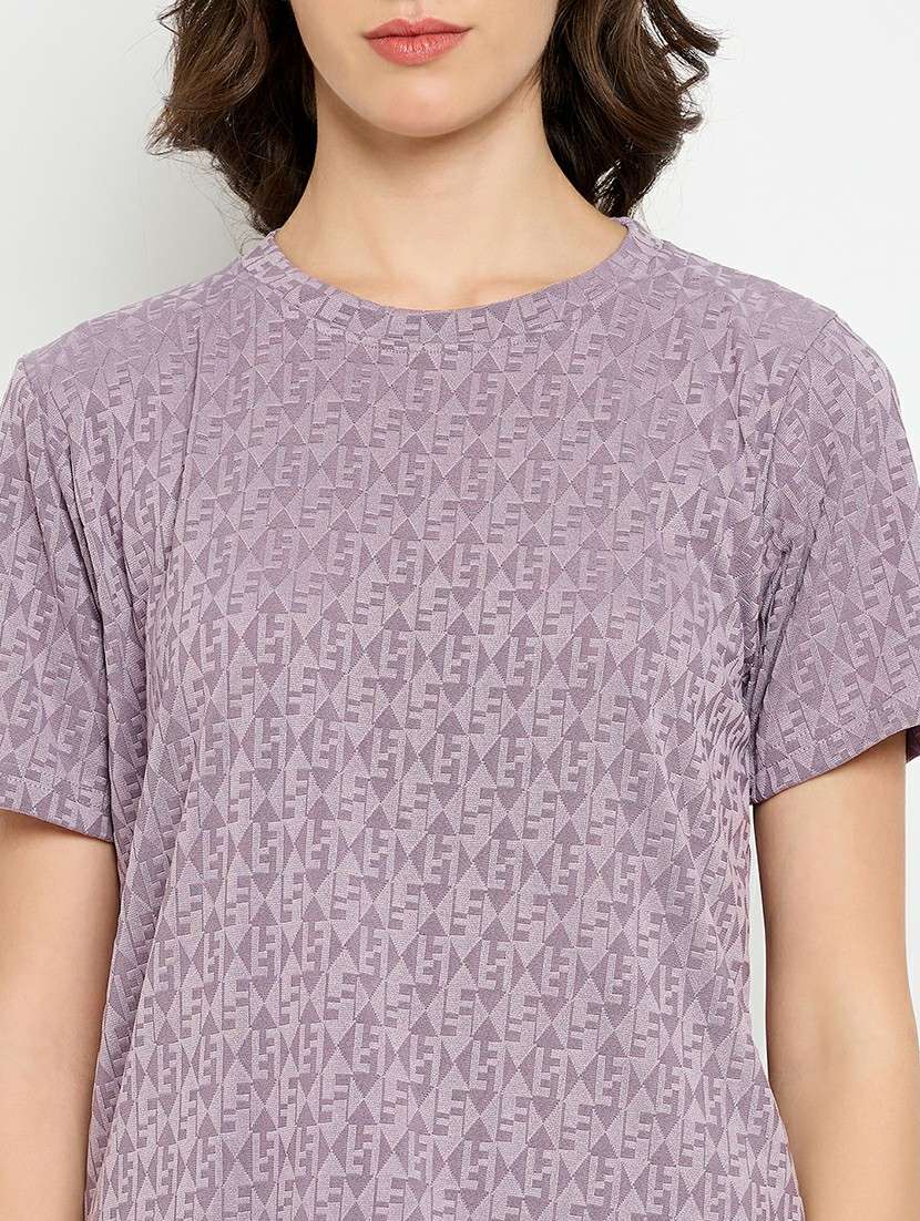 women purple viscose pyjama nightwear set - 21305026 -  Standard Image - 4